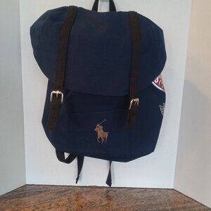POLO Ralph Lauren Backpack Polo Fragrances Travel School Gym Weekend Bag - Navy